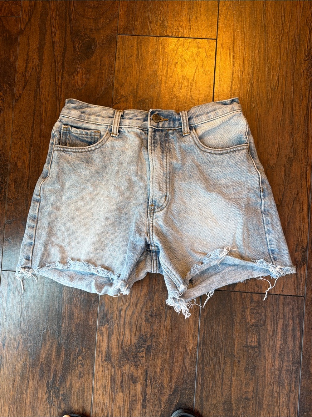 Classic High-Rise Light Wash Denim Shorts